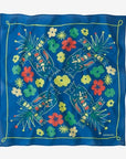 Patagonia Bandana in vibrant blue with tropical floral and bird motifs crafted in organic cotton at Freestone Fly Shop