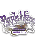 Montana Fly Company Stickers featuring Purple Haze fly pattern design with detailed lure illustration at Freestone Fly Shop