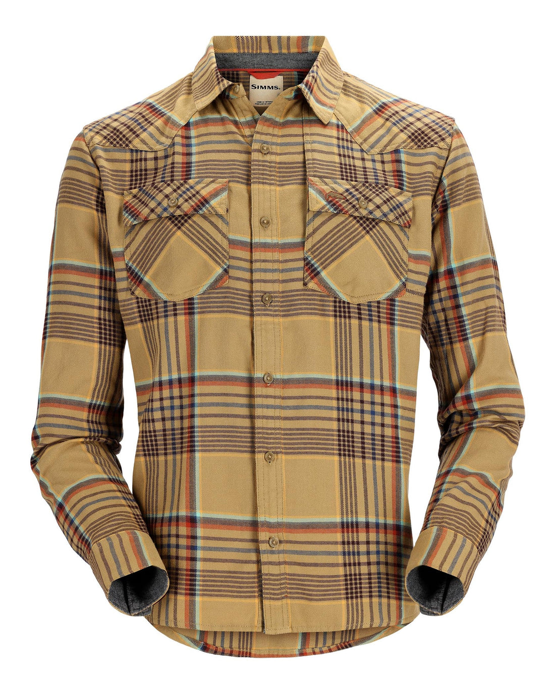 Simms Men's Santee Flannel - Camel/Navy/Clay Neo Plaid