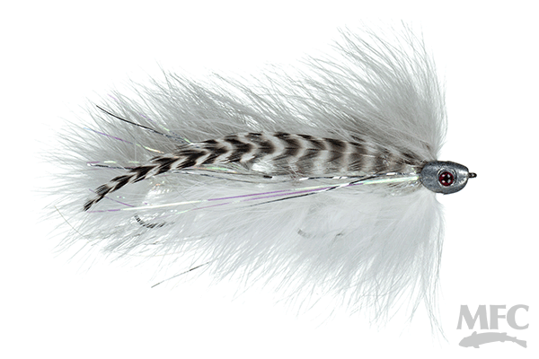 MFC Galloup's Barely Legal (Fish Skull) - Grey/White by Montana Fly Company, premium fly for expert anglers at Freestone Fly Shop