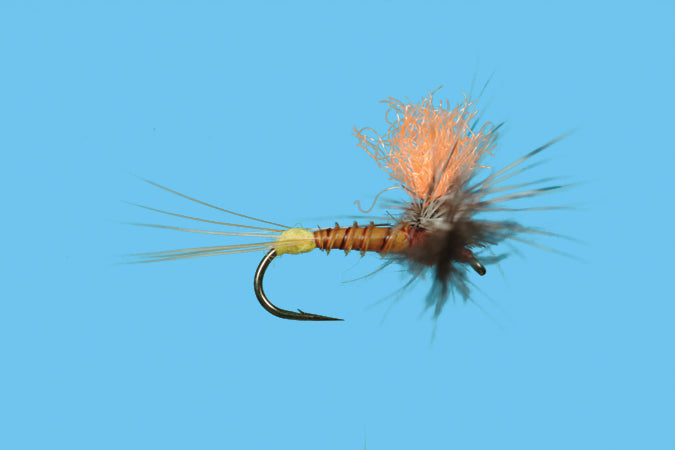 Solitude Flies - Hi-Vis Rusty Spinner mayfly imitation with bright indicator tied for fly fishing at Freestone Fly Shop