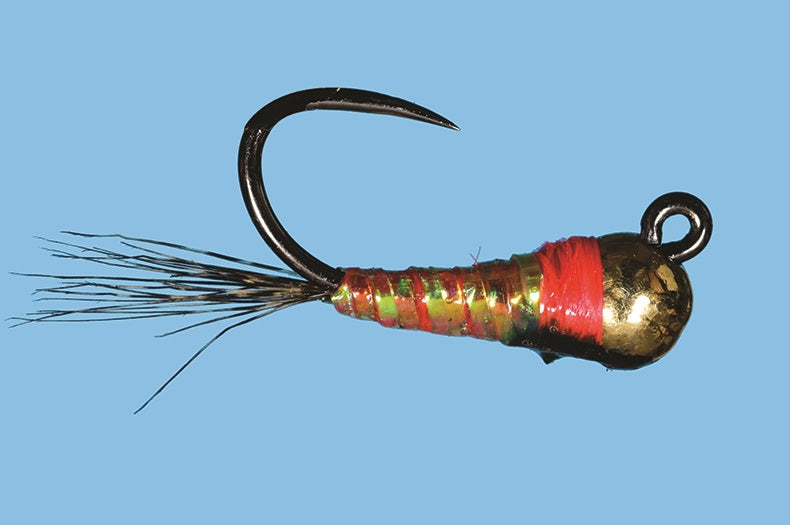 Solitude Flies - Tungsten Jig Fire Perdigon with vibrant orange and gold body for precision fly fishing at Freestone Fly Shop