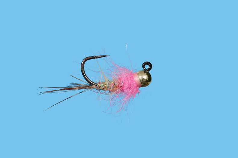 Solitude Flies - Tungsten Jig Soft Spot - Pink featuring detailed pink fibers and weighted bead for fly fishing at Freestone Fly Shop