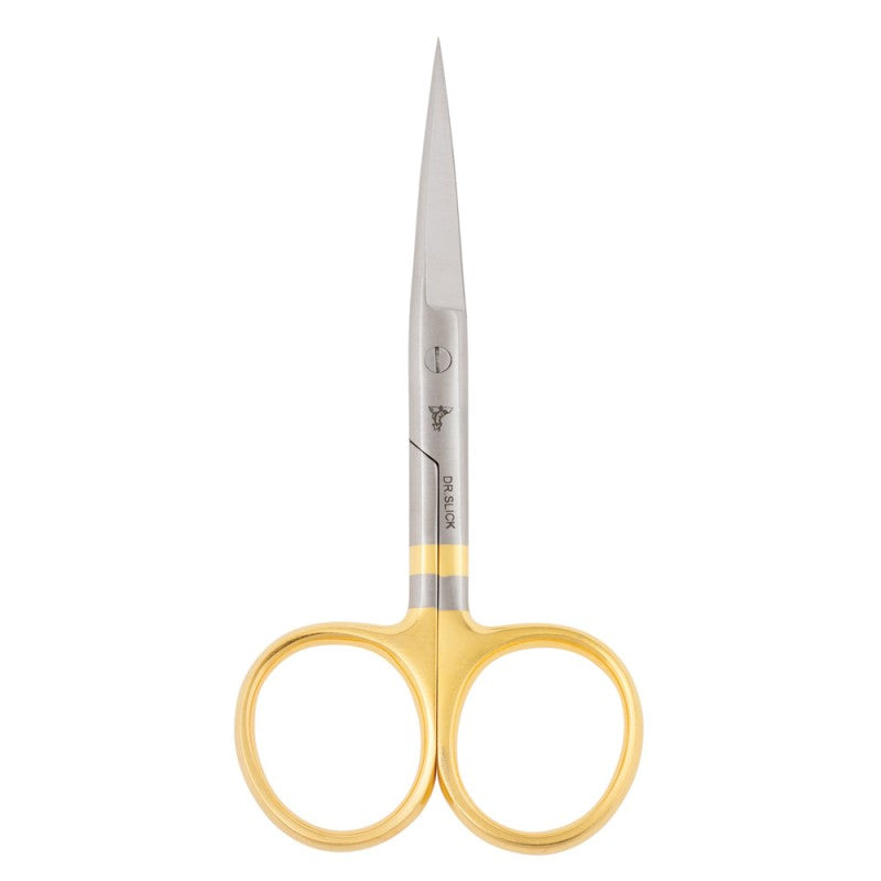 Dr. Slick 4" Hair Scissors with gold handles for cutting large flies and tough fly tying materials at Freestone Fly Shop