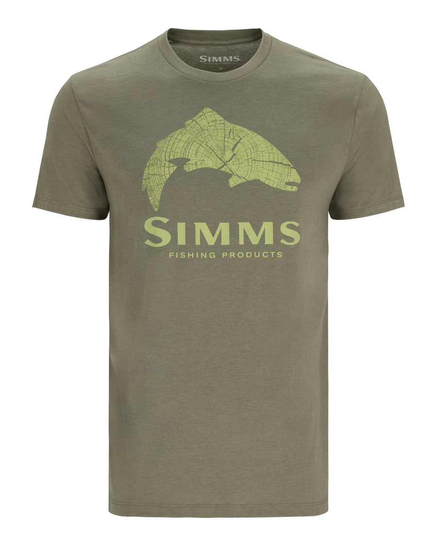 Simms Wood Trout Fill T-Shirt -  MIlitary Heather - Neon