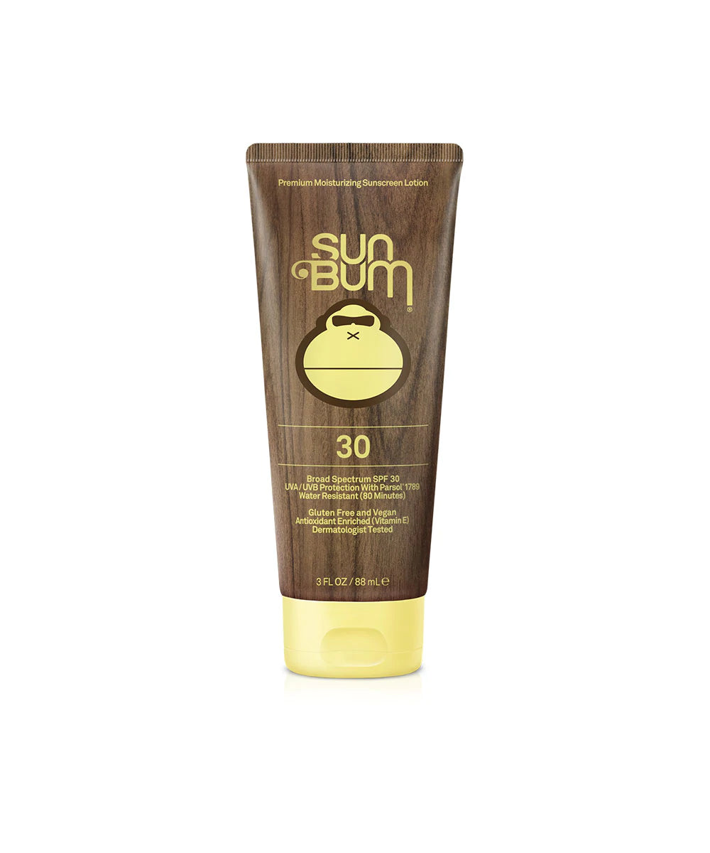 Sun Bum Sunscreen 50 SPF 30z moisturizing lotion with Vitamin E protecting skin from UVA UVB rays at Freestone Fly Shop