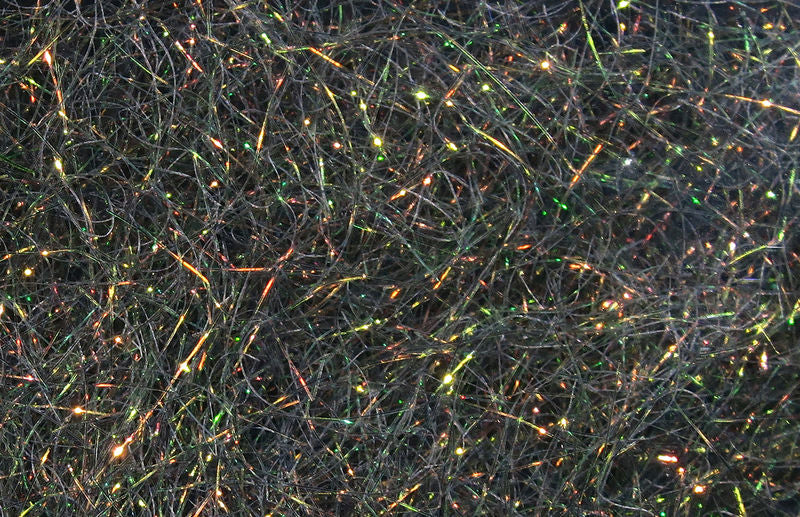 Ice Dub fibers in dark tones with multicolored iridescence by Hareline Dubbin, Inc for fly tying at Freestone Fly Shop