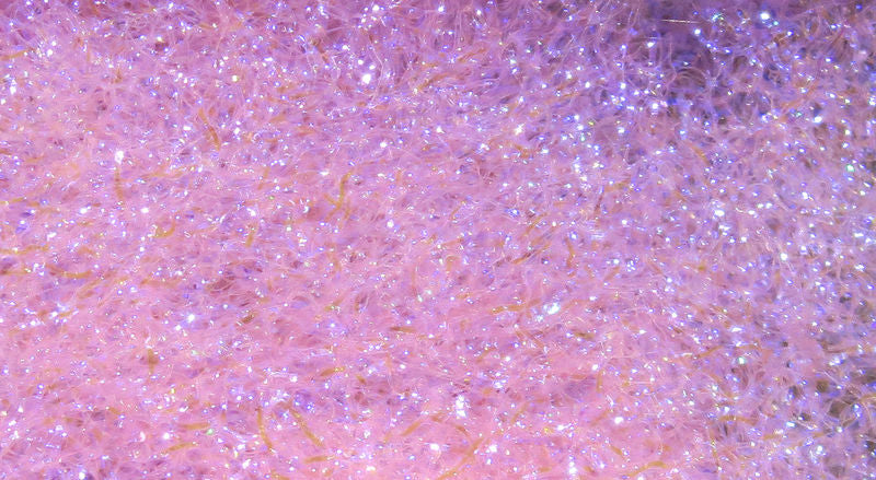 Ice Dub fibers in soft pink shades with sparkling iridescence by Hareline Dubbin, Inc at Freestone Fly Shop for fly tying