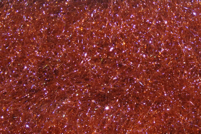 Ice Dub fibers in vibrant copper tones with sparkling highlights by Hareline Dubbin, Inc at Freestone Fly Shop for fly tying